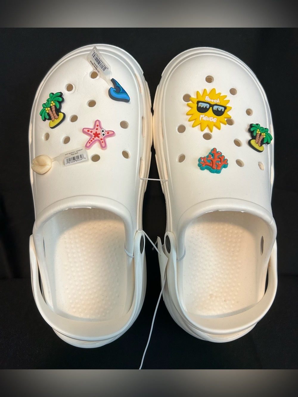 Women’s White Clog Sandals with Beach Charms